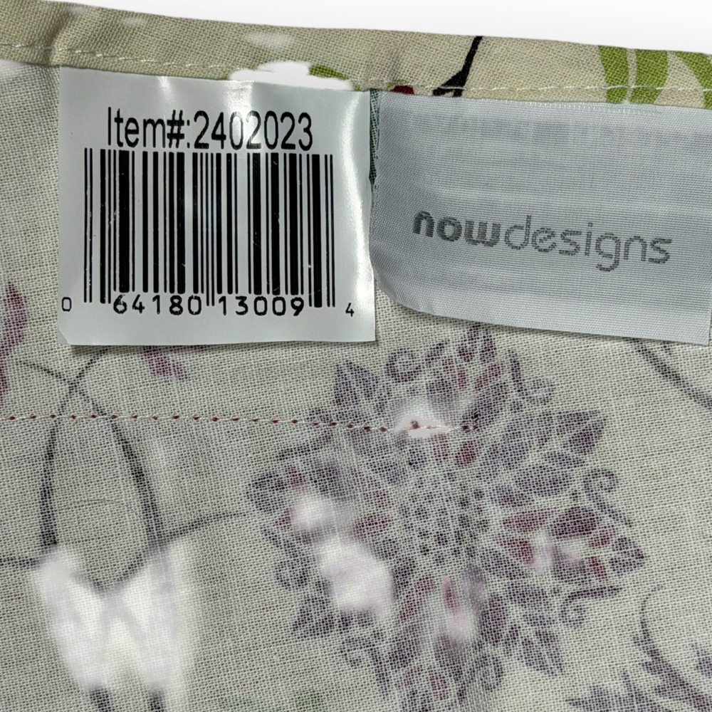 Now Designs Burgundy Christmas Partridge Bird Pear Cotton Half Apron Pockets - Picture 6 of 8